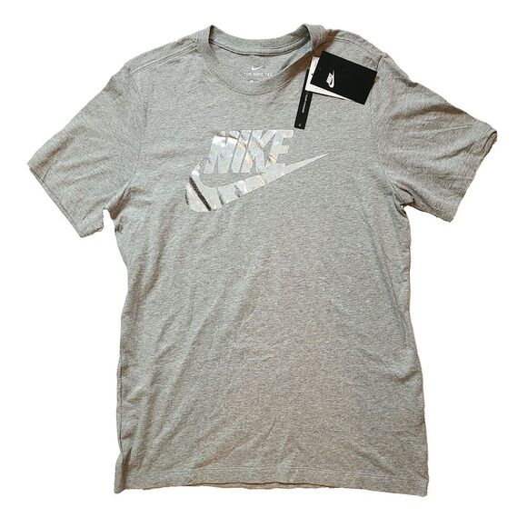 Nike Reflective T-Shirt‎ Mens Medium Sportswear Dark Grey Heather Swosh - Picture 1 of 3